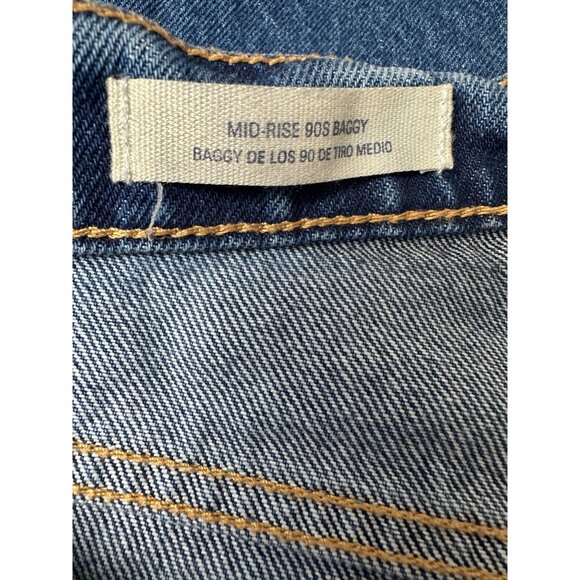 Universal Thread Womens Mid Rise Baggy Jeans Size 4 Cuffed Button Fly - Picture 3 of 8